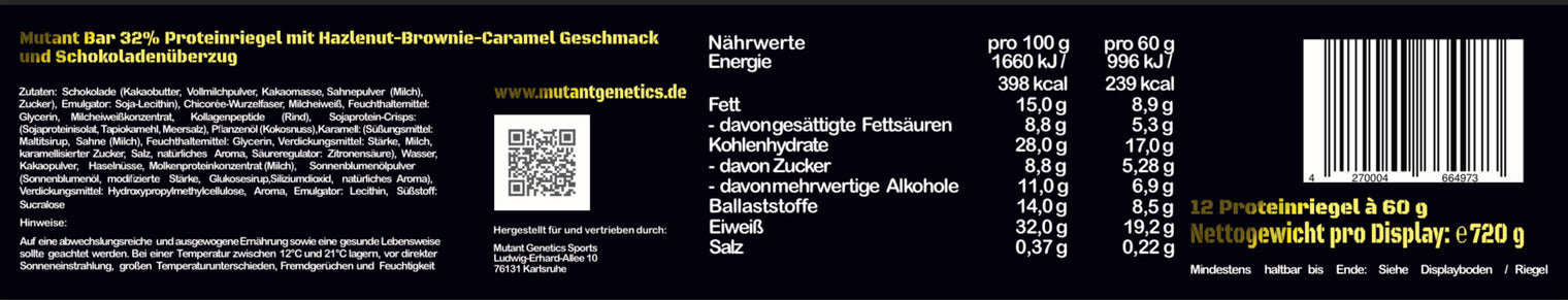 Mutant Bar 32% Haselnuss Brownie Caramel 60g